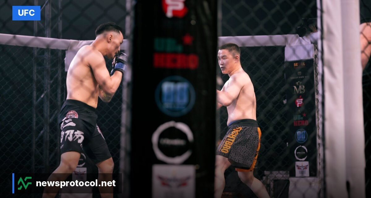 Two flyweight fighters trade strikes inside the Octagon at UFC 333.