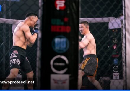 Two flyweight fighters trade strikes inside the Octagon at UFC 333.