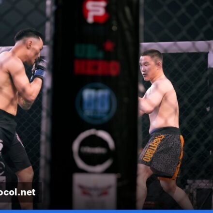 Two flyweight fighters trade strikes inside the Octagon at UFC 333.