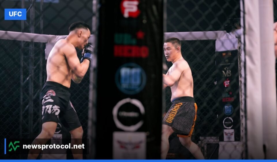 Two flyweight fighters trade strikes inside the Octagon at UFC 333.