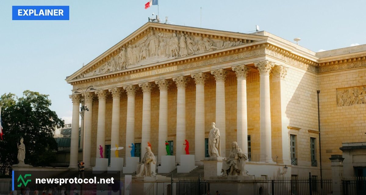 The French National Assembly in Paris, backdrop for debates over the National Rally's policy platform.