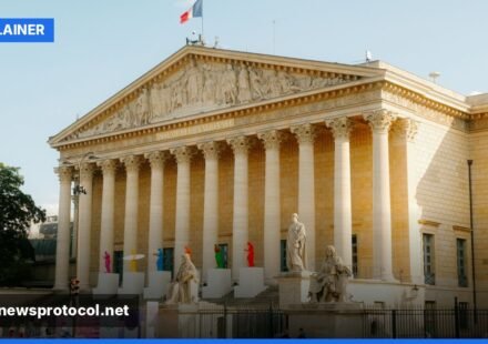 The French National Assembly in Paris, backdrop for debates over the National Rally's policy platform.