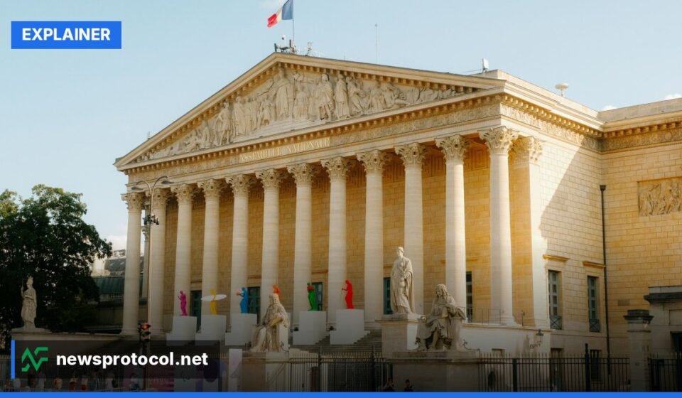 The French National Assembly in Paris, backdrop for debates over the National Rally's policy platform.