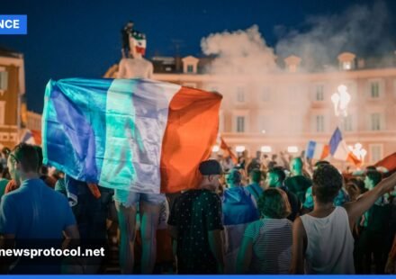Marine Le Pen addressing supporters at her campaign launch in Orléans, France.