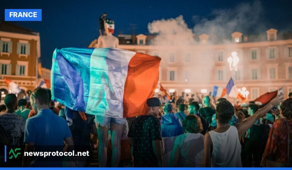 Marine Le Pen addressing supporters at her campaign launch in Orléans, France.