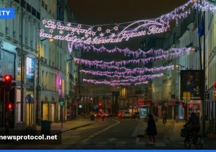Paris streets under curfew lighting during French protests, October 2026
