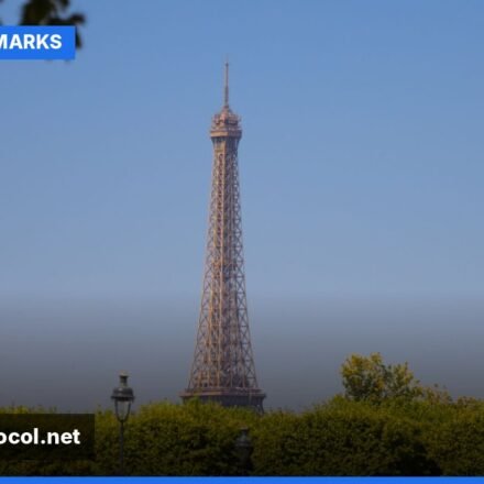 The Eiffel Tower stands tall against a clear sky in Paris, symbolizing France's iconic status.
